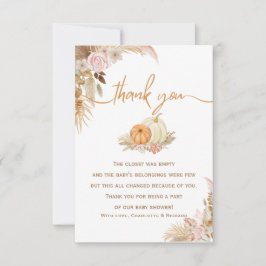 Little Pumpkin Autumn Boho Herfst Floral Baby show Bedankkaart