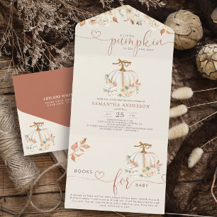 Little Pumpkin Autumn Books voor Baby All In One Uitnodiging