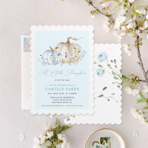 Little Pumpkin Autumn Boy Baby shower Uitnodiging