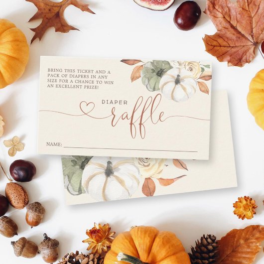 Little Pumpkin Autumn Diaper Raffle Baby shower Informatiekaartje