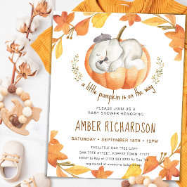 Little Pumpkin Autumn Elephant Boy Baby shower Kaart