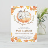 Little Pumpkin Autumn Elephant Boy Baby shower Kaart (Staand voorkant)