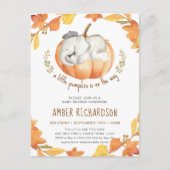 Little Pumpkin Autumn Elephant Boy Baby shower Uitnodiging Briefkaart (Voorkant)