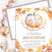 Little Pumpkin Autumn Elephant Boy Baby shower Uitnodiging Briefkaart