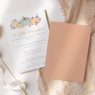 Little Pumpkin Autumn Floral Baby shower Kaart