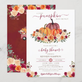 Little Pumpkin Autumn Floral Herfst Baby shower Kaart