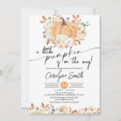 Little Pumpkin Autumn Floral Herfst Baby shower Kaart (Voorkant)