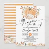 Little Pumpkin Autumn Floral Herfst Baby shower Kaart (Voorkant / Achterkant)