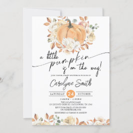 Little Pumpkin Autumn Floral Herfst Baby shower Kaart