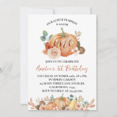 Little Pumpkin Autumn Herfst 1e verjaardag Uitnodi Kaart (Voorkant)