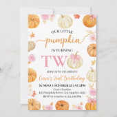 Little Pumpkin Autumn Herfst 2e verjaardag Uitnodi Kaart (Voorkant)