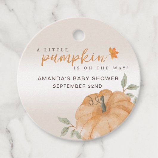 Little Pumpkin Autumn Herfst Baby shower Bedankjes Labels (Voorkant)