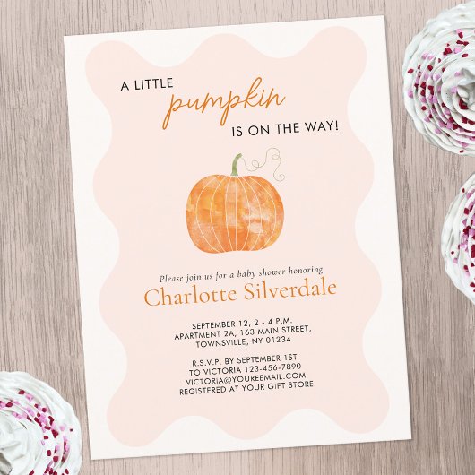Little Pumpkin Autumn Herfst Baby shower Uitnodigi Briefkaart