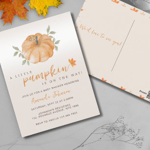 Little Pumpkin Autumn Herfst Baby shower Uitnodigi Briefkaart