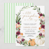 Little Pumpkin Autumn Herfst Baby shower Uitnodigi Kaart (Voorkant / Achterkant)