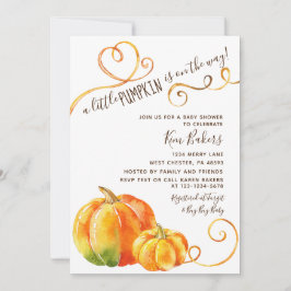 Little Pumpkin Autumn Herfst Baby shower Uitnodigi Kaart
