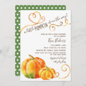 Little Pumpkin Autumn Herfst Baby shower Uitnodigi Kaart (Voorkant / Achterkant)
