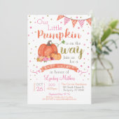 Little Pumpkin Autumn Herfst Baby shower Uitnodigi Kaart (Staand voorkant)
