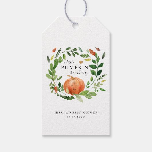 Little Pumpkin Autumn Herfst Bedankt Greenery Cadeaulabel (Voorkant)