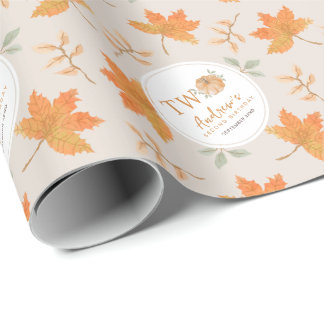 Little Pumpkin Autumn Leaf Herfst 2e verjaardag Cadeaupapier