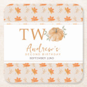 Little Pumpkin Autumn Leaf Herfst 2e verjaardag Kartonnen Onderzetters (Voorkant)