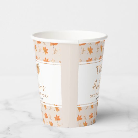 Little Pumpkin Autumn Leaf Herfst 2e verjaardag Papieren Bekers (Rechts)