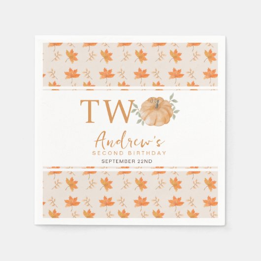 Little Pumpkin Autumn Leaf Herfst 2e verjaardag Servet (Voorkant)