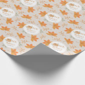 Little Pumpkin Autumn Leaf Herfst Eerste 1e verjaa Cadeaupapier (Hoek)