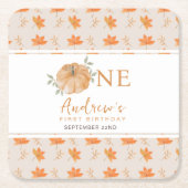 Little Pumpkin Autumn Leaf Herfst Eerste 1e verjaa Kartonnen Onderzetters (Voorkant)