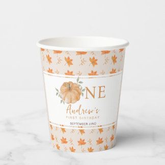 Little Pumpkin Autumn Leaf Herfst Eerste 1e verjaa Papieren Bekers