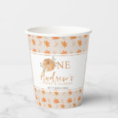 Little Pumpkin Autumn Leaf Herfst Eerste 1e verjaa Papieren Bekers (Voorkant)