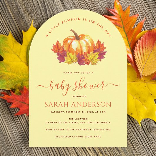 Little Pumpkin Autumn Leaves Herfst Baby shower Kaart