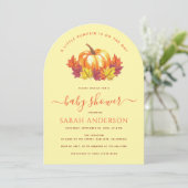 Little Pumpkin Autumn Leaves Herfst Baby shower Kaart (Staand voorkant)