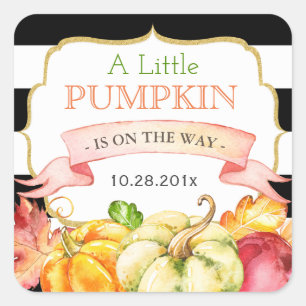 Little Pumpkin Autumn Leaves Herfst Baby shower Vierkante Sticker