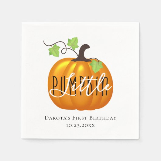 Little Pumpkin Autumn Neutral First Birthday Party Servet (Voorkant)