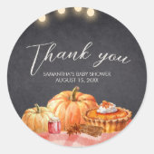 Little Pumpkin Autumn Picnic Baby Shower Ronde Sticker (Voorkant)