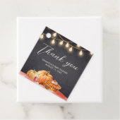 Little Pumpkin Autumn Picnic Baby shower Square Bedankjes Labels (In situ)