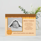 Little Pumpkin Baby Birth Photo Announding Aankondiging (Staand voorkant)