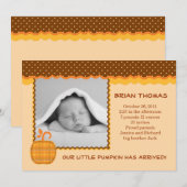 Little Pumpkin Baby Birth Photo Announding Aankondiging (Voorkant / Achterkant)