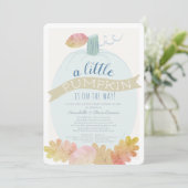 Little Pumpkin Baby Blue Baby shower per post Kaart (Staand voorkant)