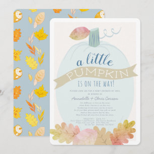 Little Pumpkin Baby Blue Baby shower per post Kaart