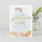 Little Pumpkin Baby Blue Boy 1e verjaardag Kaart (Staand voorkant)