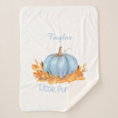 Little Pumpkin Baby Boy Blue Aangepaste Naam Sherpa Deken (Voorkant)