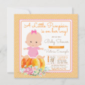 Little Pumpkin Baby Girl Douche Uitnodiging (Voorkant)