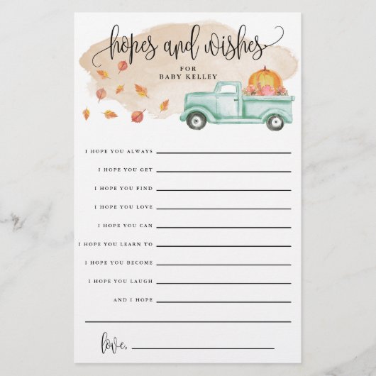 Little Pumpkin Baby Hopes & Wishes Papier Kaart (Voorkant)