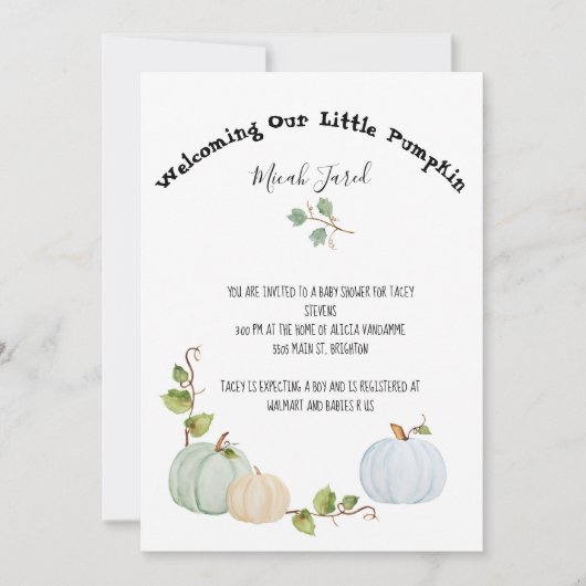 Little Pumpkin Baby Invitation Kaart (Voorkant)