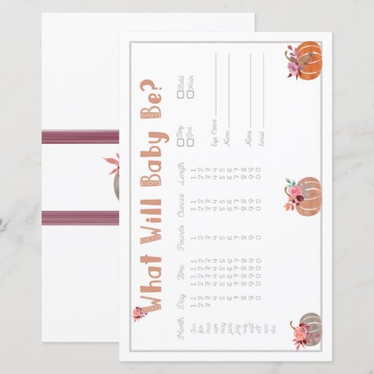 Little Pumpkin Baby Predictor (Voorkant / Achterkant)