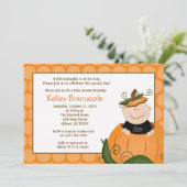 Little Pumpkin Baby shower 5x7 Invitation Kaart (Staand voorkant)