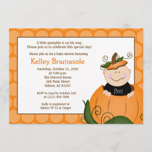 Little Pumpkin Baby shower 5x7 Invitation Kaart