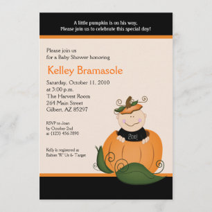 Little Pumpkin Baby shower 5x7 Invitation Kaart